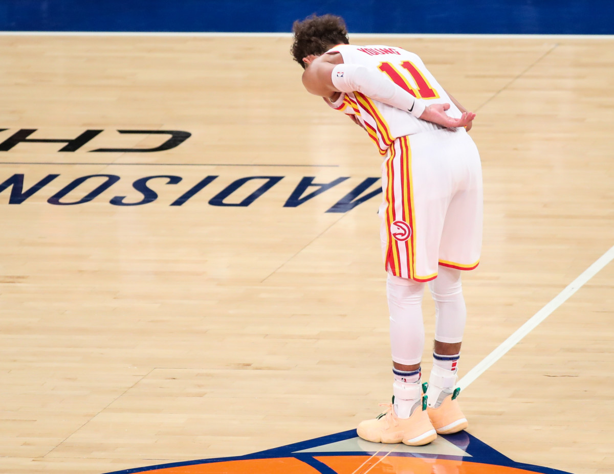 Atlanta Hawks guard Trae Young (11) during game five in the first round of the 2021 NBA Playoffs at Madison Square Garden
